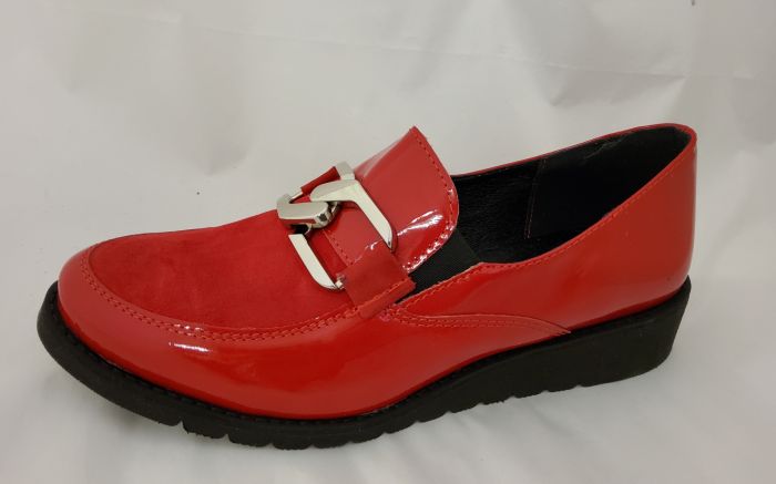 női bőr félcipő 124/B czer.lak/zsz (piros lakk kombi ) large