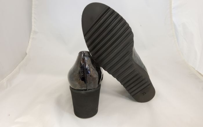 Női éktalpú bőr cipő AF-1081 színjátszó strukturált  large