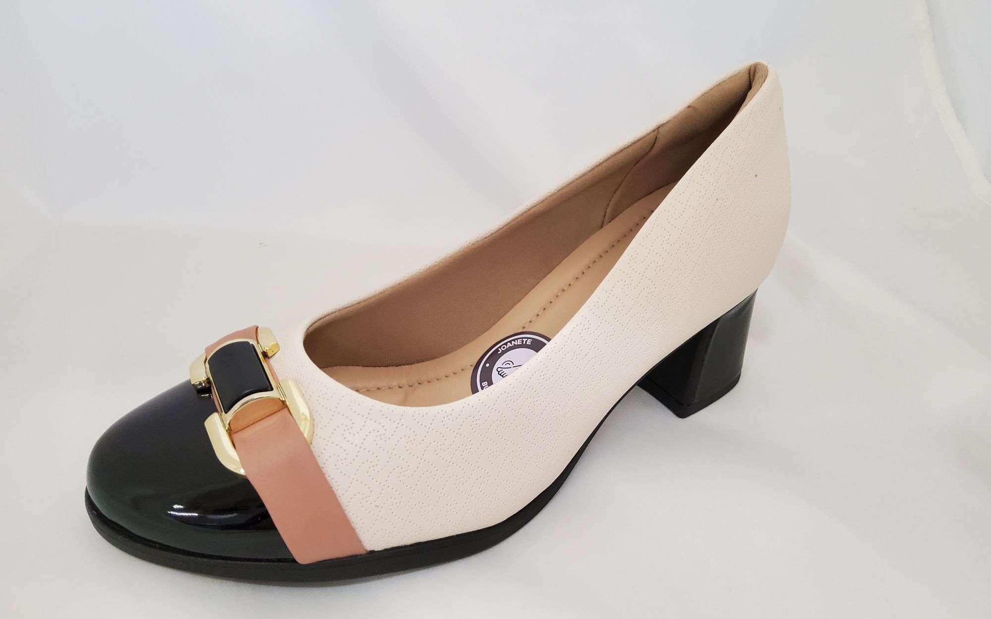 PICCADILLY Női elegáns cipő 654044-1 napastr.off white-preto)   piszkos fehér-fekete