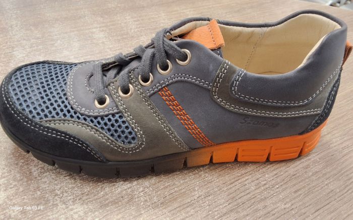 Fiú bőr félcipő 6124-104953 kék-szürke large