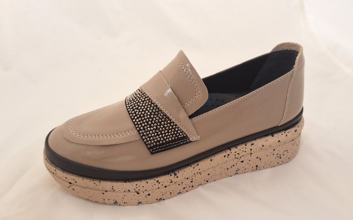 Női bőr félcipő 197657 beige lakk  large
