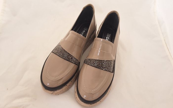 Női bőr félcipő 197657 beige lakk  large