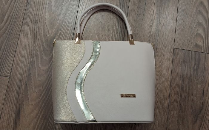 kézi-váll táska 1593 bézs-arany large