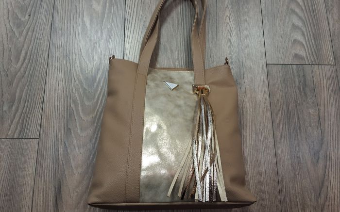 Női shopping táska 25104 kapucsino-arany large