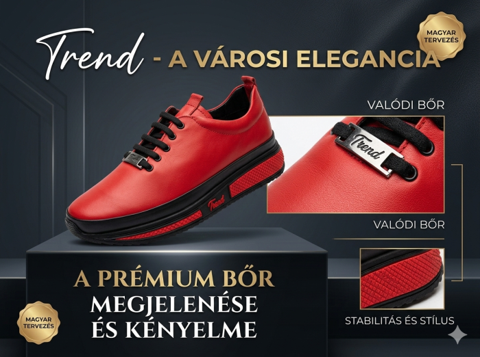 Női bőr félcipő P075KS16  piros box large