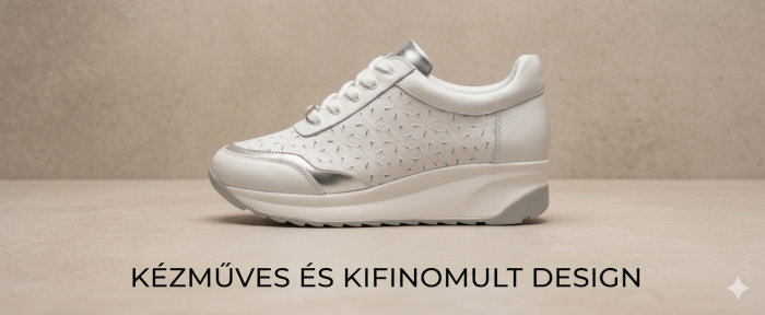 Női bőr félcipő 082 7719 fehér-ezüst large