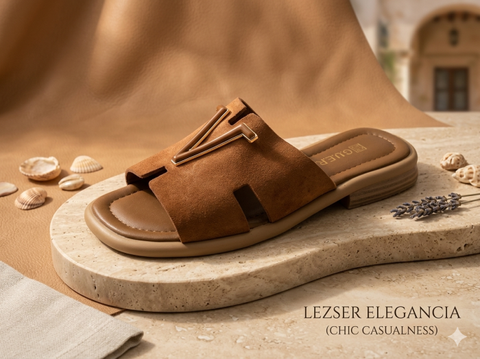 Női nyári bőr papucs G0036320 barna large