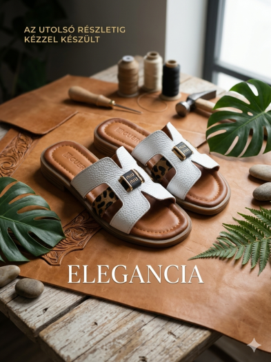 Bőr női nyári papucs  P021 336 T60 fehér-leopárd large