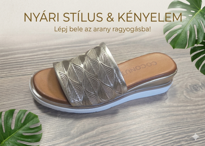 Bőr női nyári papucs 030.159.3102 MTLC gold large