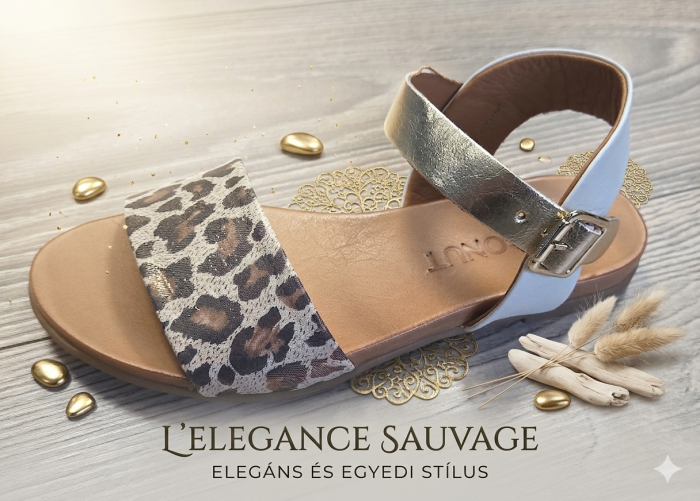 Női nyári bőr szandál 030.02.0034 crema-asit leopar-MTLC gold large