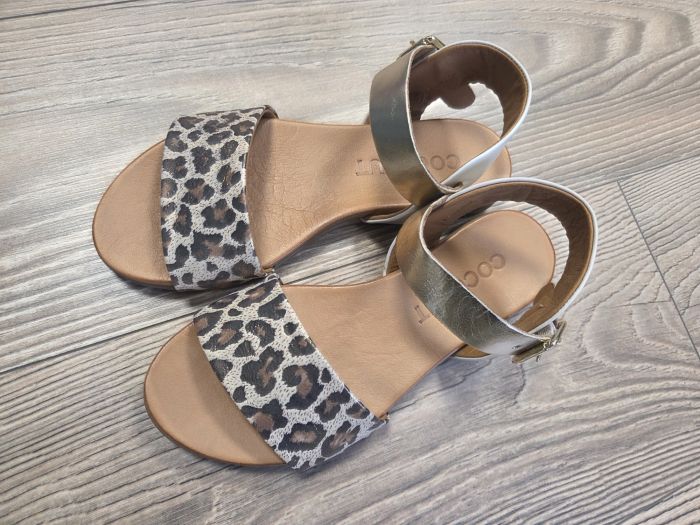 Női nyári bőr szandál 030.02.0034 crema-asit leopar-MTLC gold large