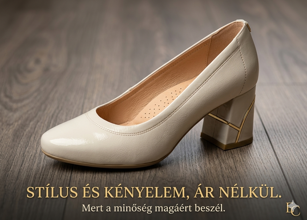 Női bőr cipő AF-1267 Bézs lakk