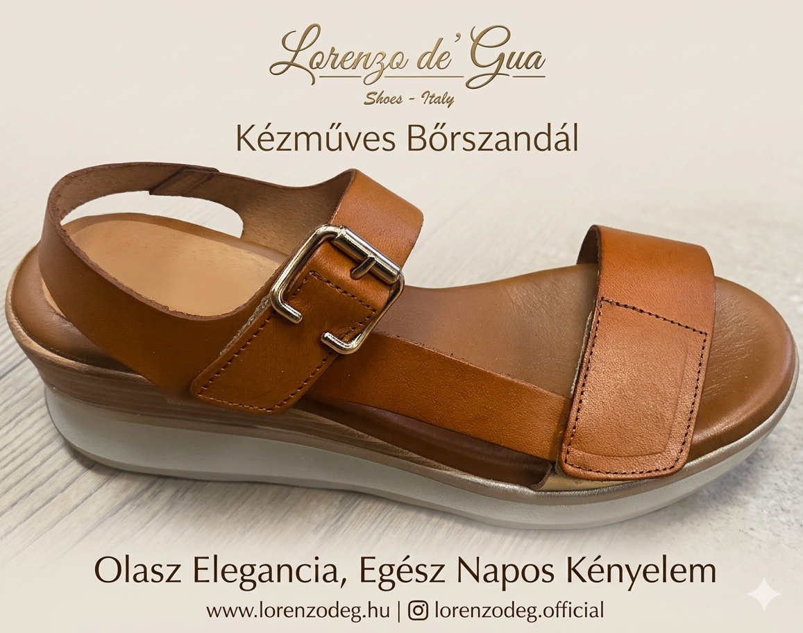 Női nyári bőr szandál  2456 102 konyak-arany