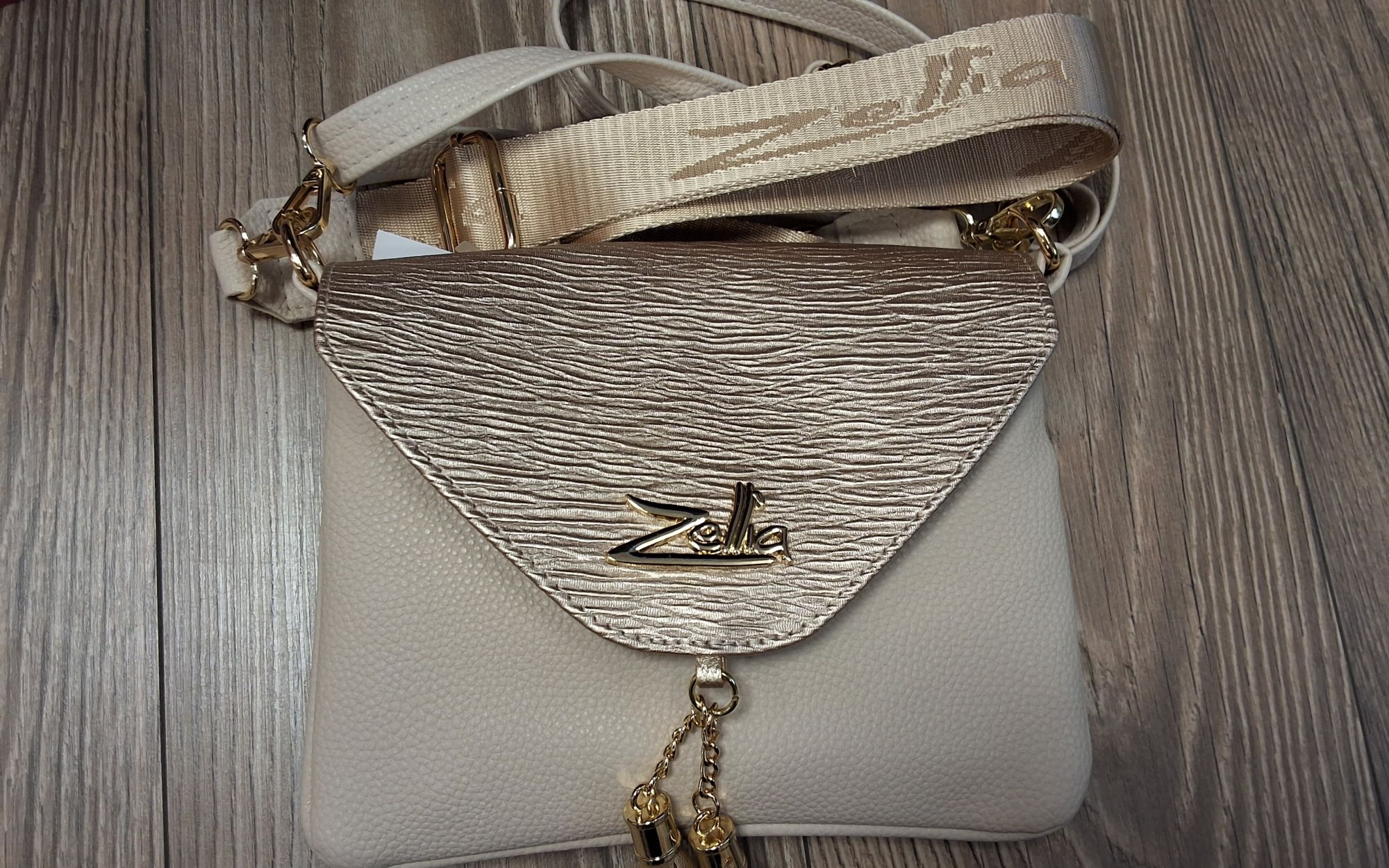 Női divat táska 24104 beige-arany