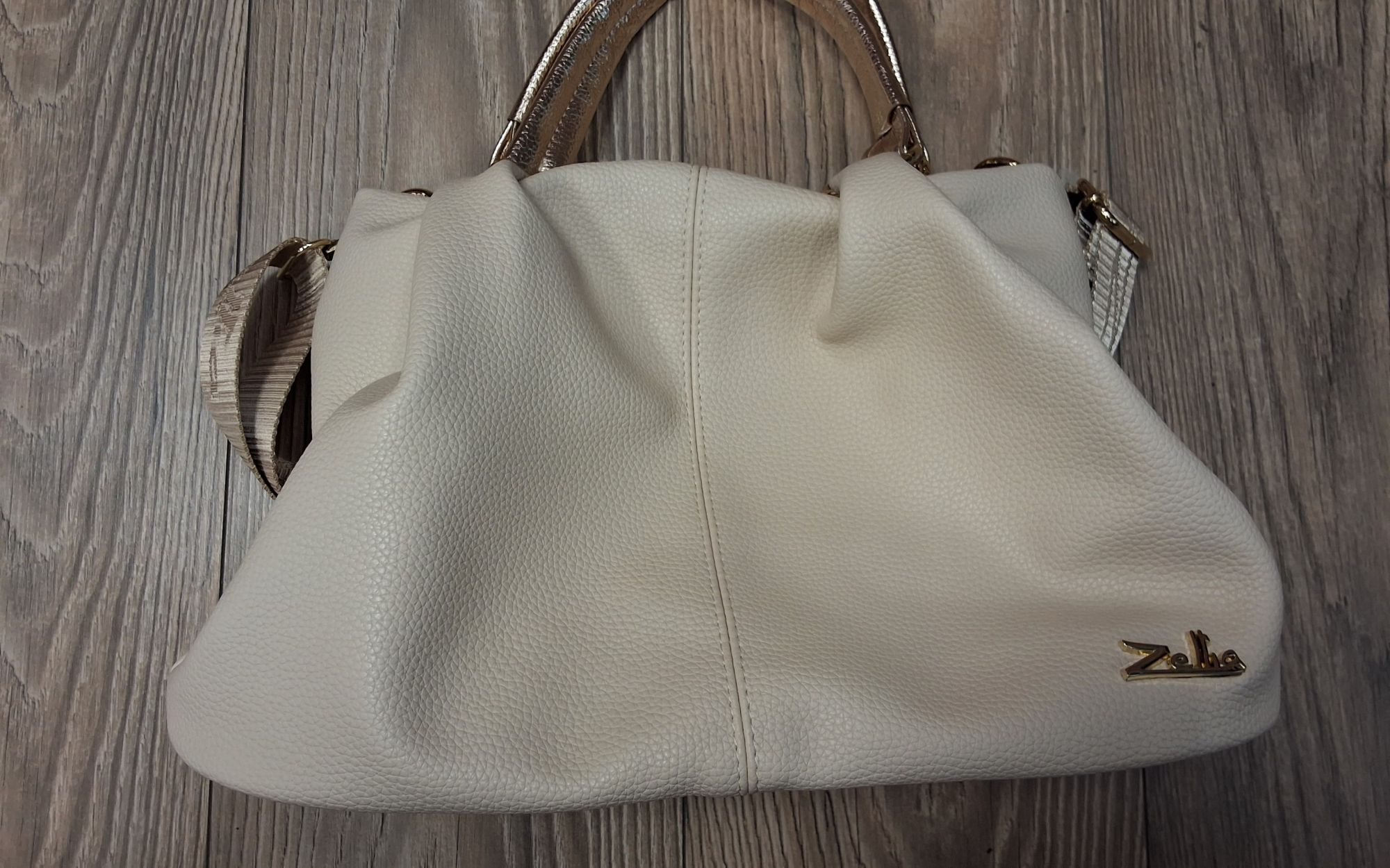 Női kézi táska zlb420 beige-arany