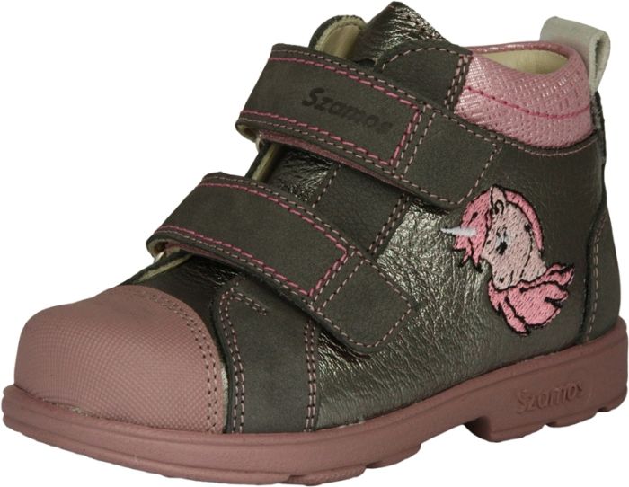 SZAMOS KÖLYÖK szupinált bőr cipő 1867-407492  szürke -pink  25-30 méretben large