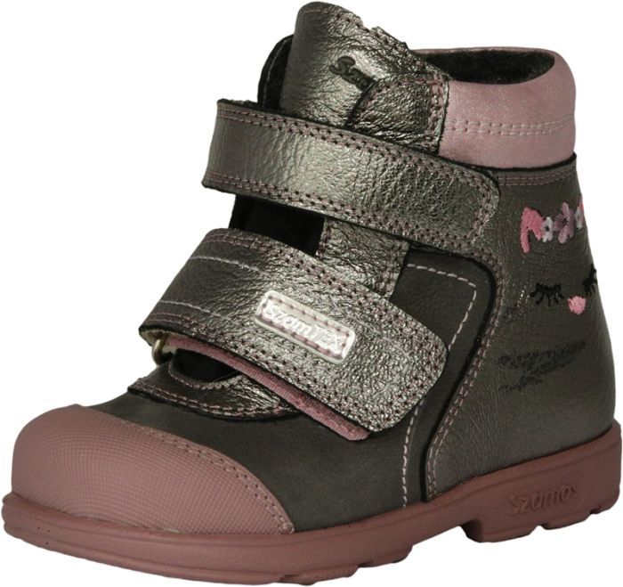 SZAMOS KÖLYÖK SUPINÁLT bőr 2 tépős texes bélelt bakancs 1883-477492  szürke-ezüst-pink    25-30 méretben large