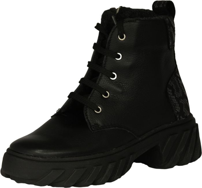 Szamos Kölyök fűzős, cippzáros texes bélelt bőr bakancs 1889-461353  fekete 31-35 méretben large