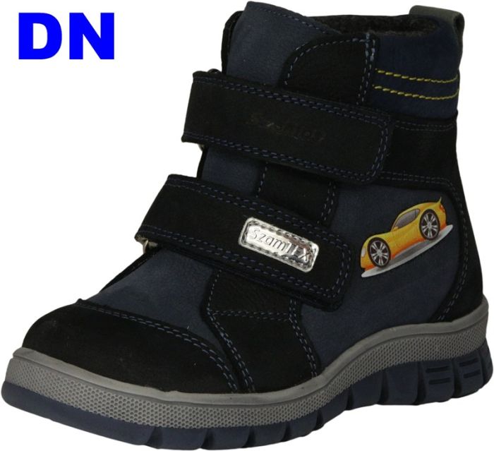 Szamos Kölyök 2 tépős texes bélelt bőr bakancs 1894-176313 kék-szürke  dísz nélkül 31-35  méretben large