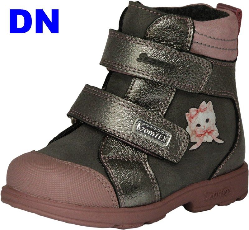 SZAMOS KÖLYÖK SUPINÁLT bőr 2 tépős texes bélelt bakancs 1894-477493     szürke-ezüst-pink       31-35 méretben