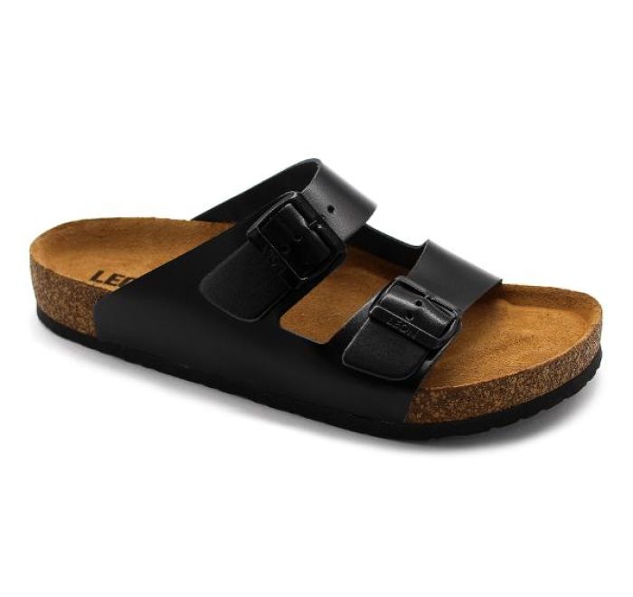 LEON 4703 fekete Comfort férfi bőr papucs large