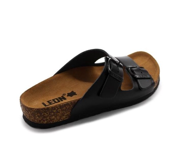 LEON 4703 fekete Comfort férfi bőr papucs large