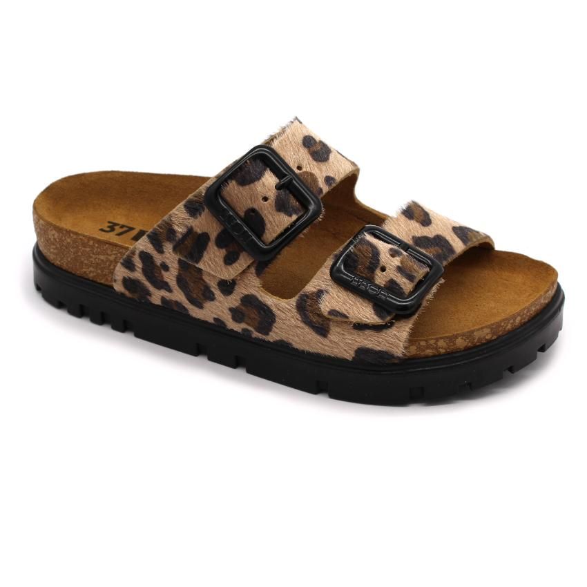LEON 6013 BARNA   Comfort női bőr papucs