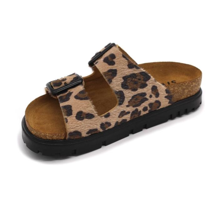 LEON 6013 BARNA   Comfort női bőr papucs large