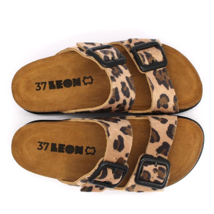 LEON 6013 BARNA   Comfort női bőr papucs large