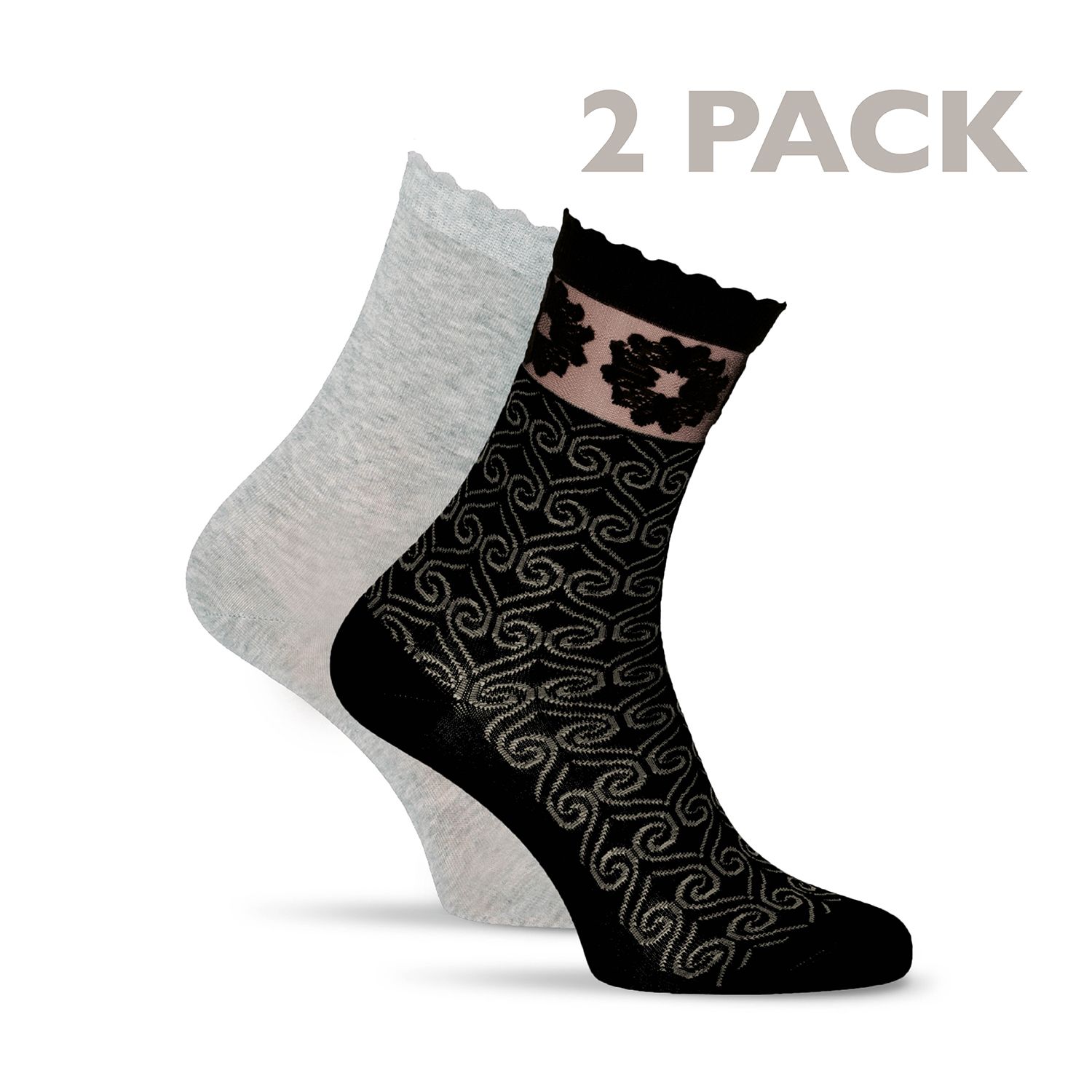 Tamaris női zokni 99668 Lisbon Black-Grey 2 páras szett 35-38,39-42 méretben