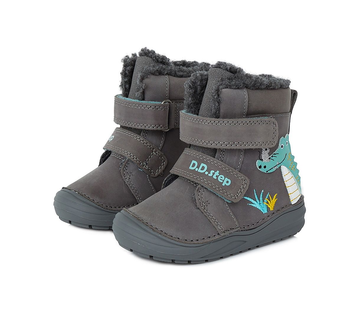 Bélelt bőr bakancs W071-318B DARK GREY 20-25  méretben