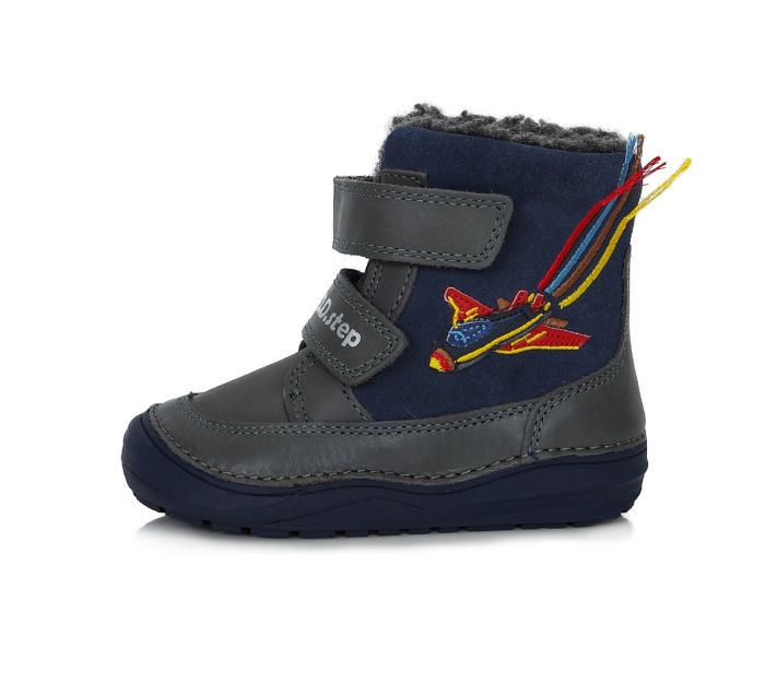 Bélelt bőr bakancs W071-359M ROYAL BLUE 26-31 méretben large