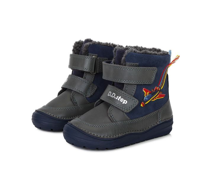 Bélelt bőr bakancs W071-359M ROYAL BLUE 26-31 méretben large