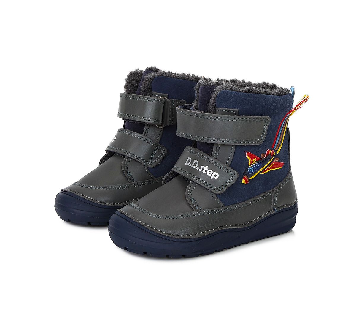 Bélelt bőr bakancs W071-359M ROYAL BLUE 26-31 méretben