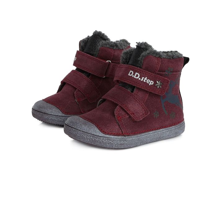 D.D. step bélelt bőr bakancs W049-573AM RASPBERRY 25-30 méretben large