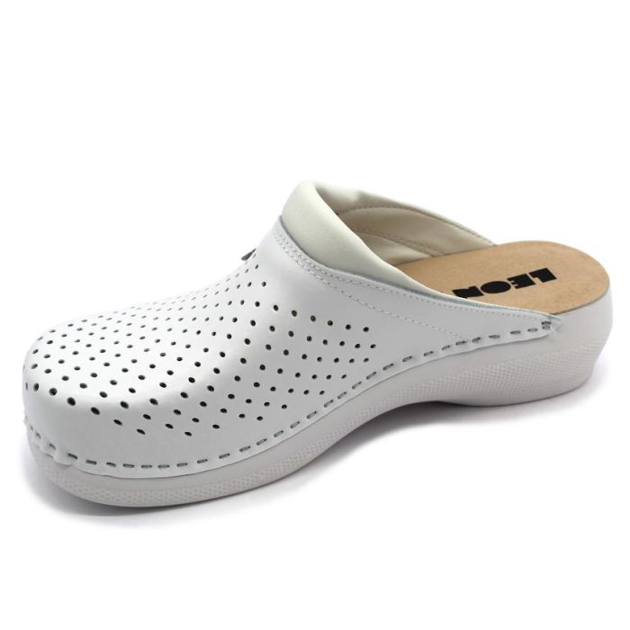 LEON PU100 fehér Comfort női bőr klumpa large