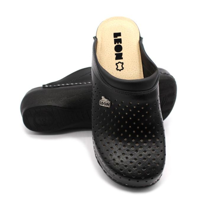 LEON PU100 fekete Comfort női bőr klumpa large