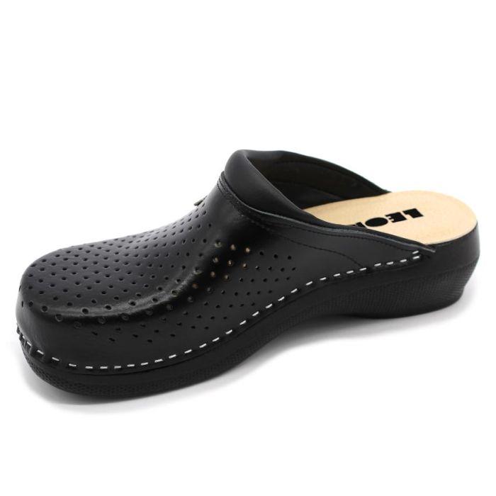 LEON PU100 fekete Comfort női bőr klumpa large