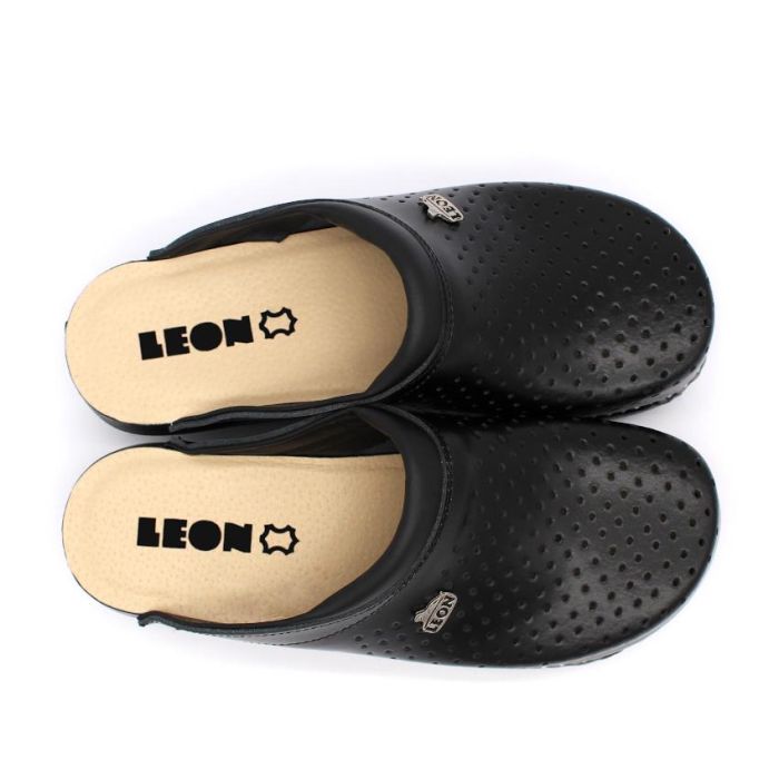 LEON PU100 fekete Comfort női bőr klumpa large