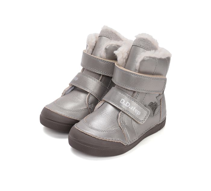 D.D.Step bélelt bőr lányka  bakancs W068-52320AM Champagne 25-30 méretben large