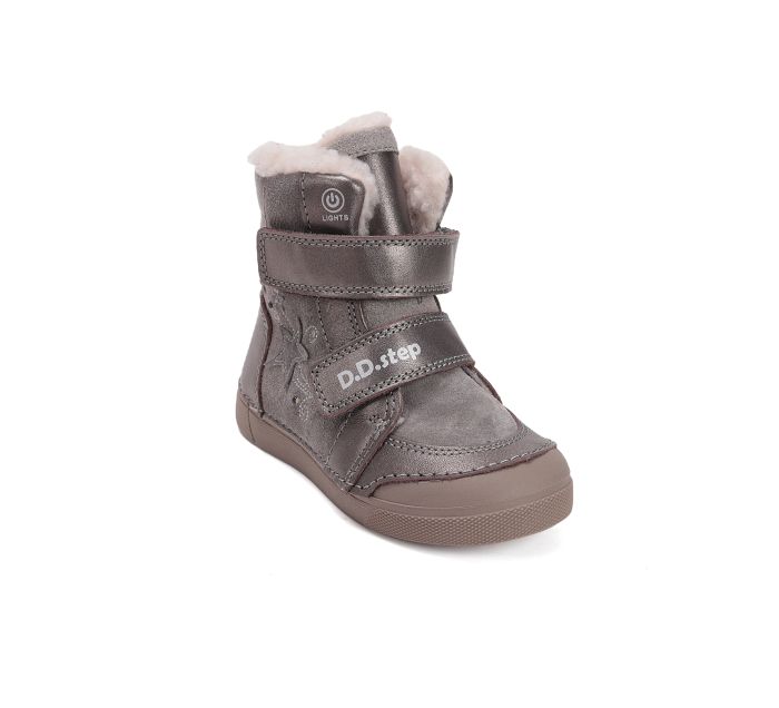 D.D.Step bélelt lányka bőr  bakancs W068-52745AM Bronze 25-30 méretben large