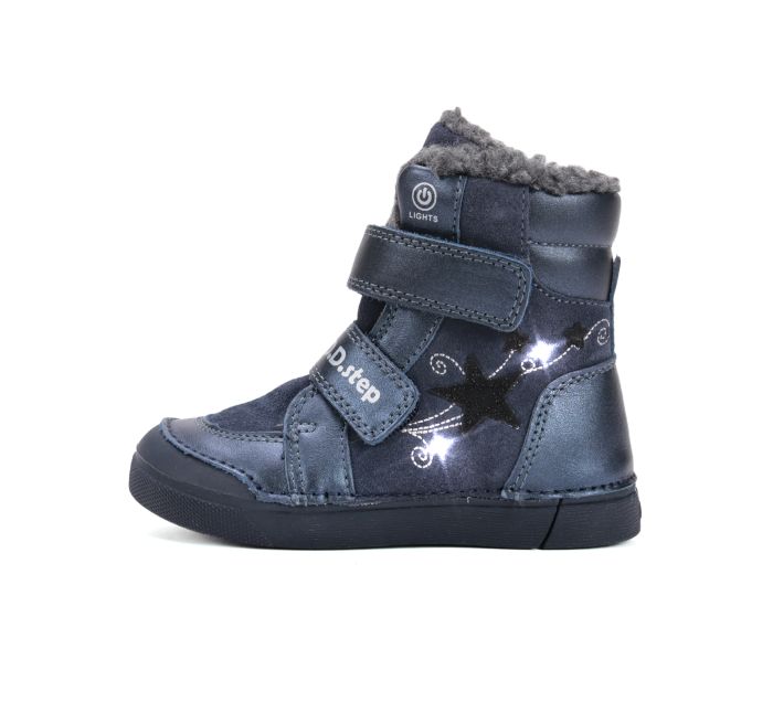 D.D.Step lányka bélelt bőr bakancs W068-52745M Royal Blue 25-30 méretben large