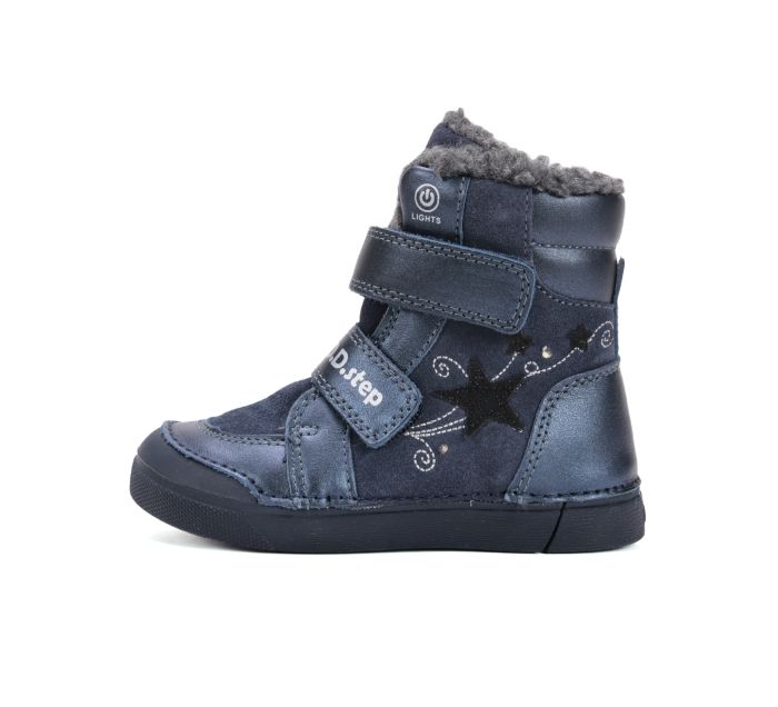 D.D.Step lányka bélelt bőr bakancs W068-52745M Royal Blue 25-30 méretben large