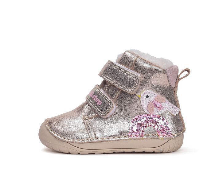 D.D.Step bélelt lányka bőr  bakancs W070-52624A Cream 20-25 méretben large