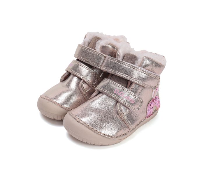 D.D.Step bélelt lányka bőr  bakancs W070-52624A Cream 20-25 méretben large