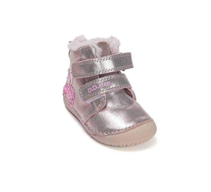D.D.Step bélelt lányka bőr  bakancs W070-52624A Cream 20-25 méretben large