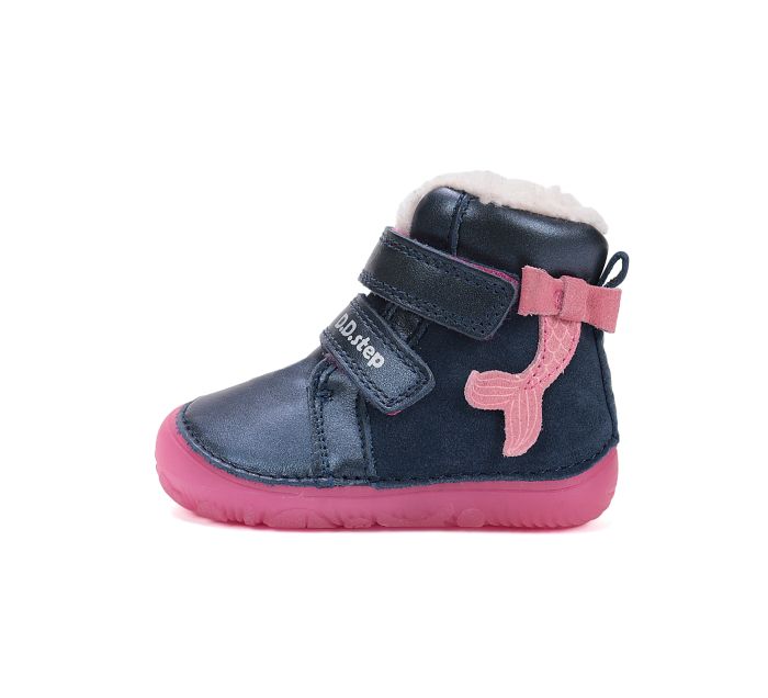 D.D.Step lányka bélelt bőr bakancs W073-52684 Royal Blue 20-25 méretben large