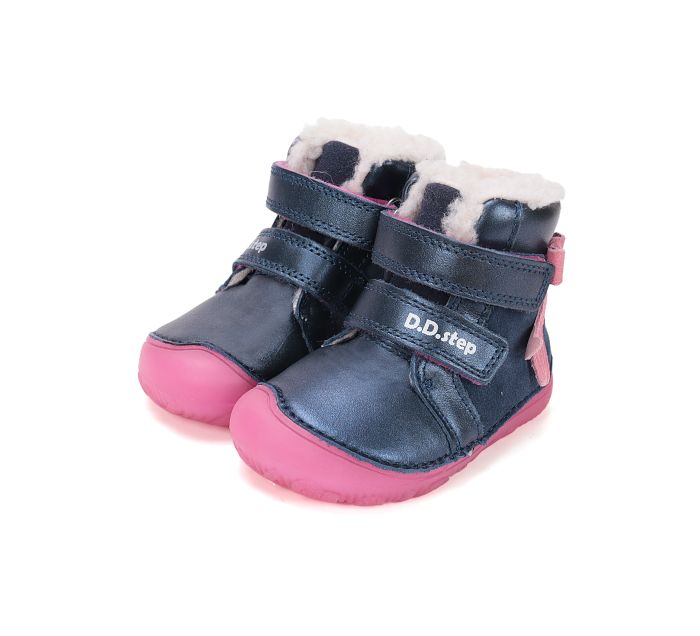 D.D.Step lányka bélelt bőr bakancs W073-52684 Royal Blue 20-25 méretben large