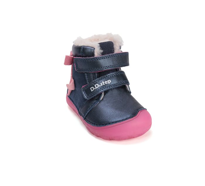 D.D.Step lányka bélelt bőr bakancs W073-52684 Royal Blue 20-25 méretben large