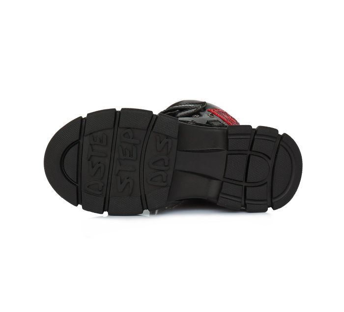 D.D. step bélelt bőr bakancs W056-520BL BLACK 31-36  méretben large